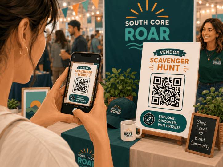 A phone camera scanning a vendor QR code