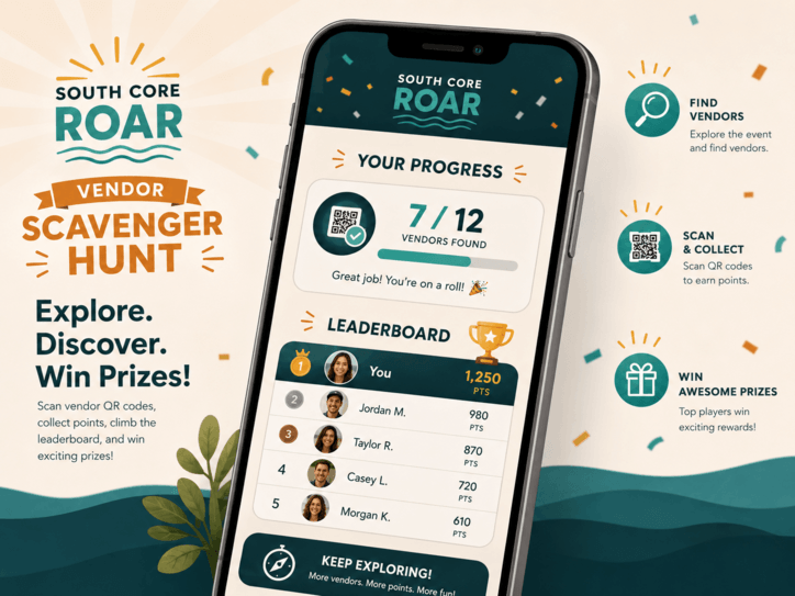 A scan progress and leaderboard screen showing how many vendors are left to find